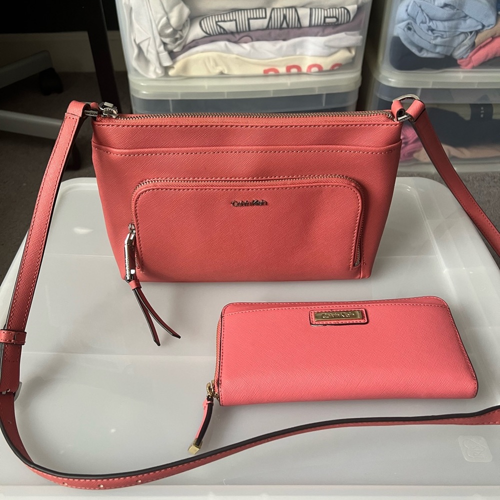 Calvin Klein Pink Salmon Crossbody Bag